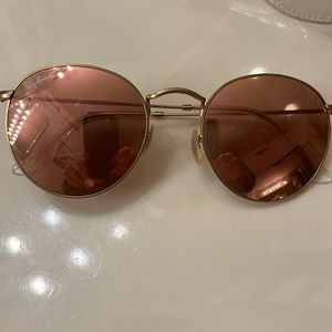Rayban’s round mirrored sunglasses antique goldish frame minor wear